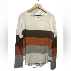 ADORA Super Soft Women's Color Block Sweater - White, Brown, and Orange